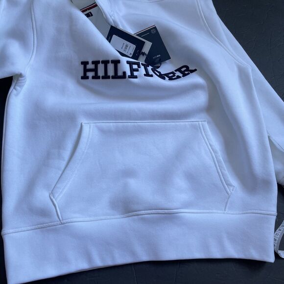 TOMMY HILFIGER MOCKNECK MONOTYPE ARCHIVE FIT SWEATSHIRT WHITE SZ XS - Picture 15 of 15